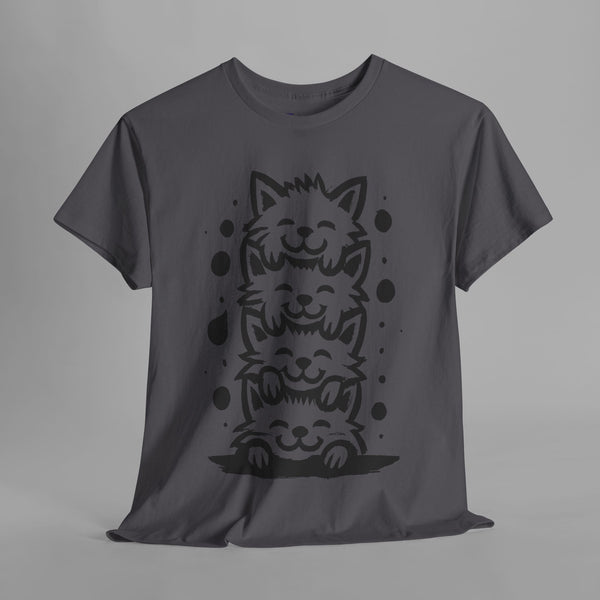 Stacked Cats Minimalist Art T-Shirt