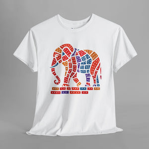 Colorful Mosaic Elephant - Artistic Animal Graphic T-Shirt