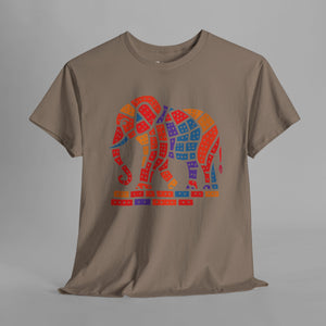 Colorful Mosaic Elephant - Artistic Animal Graphic T-Shirt