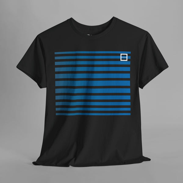 Boxy Blue Gradient Stripes T-Shirt
