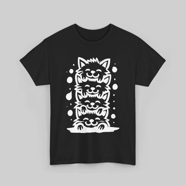 Hand-Drawn Kawaii Cat Tower Tee