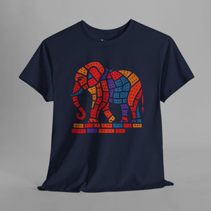 Colorful Mosaic Elephant - Artistic Animal Graphic T-Shirt