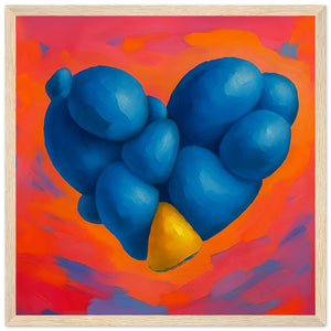 Blue Stone Heart Wall Art - wood frame