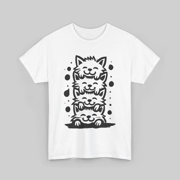Hand-Drawn Kawaii Cat Tower Tee