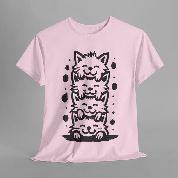 Stacked Cats Minimalist Art T-Shirt