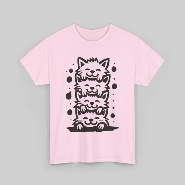 Hand-Drawn Kawaii Cat Tower Tee
