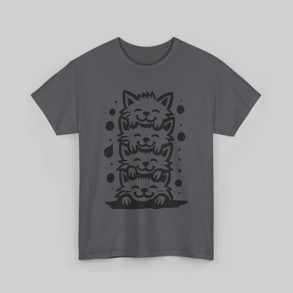 Hand-Drawn Kawaii Cat Tower Tee