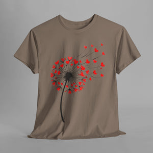 Heart Dandelion Love Art - Botanical - Graphic T-Shirt