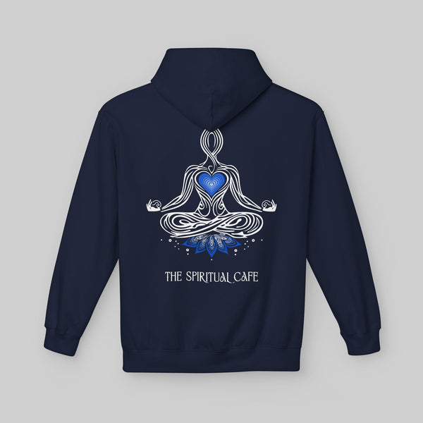 Meditation Silhouette with Blue Heart Chakra and Lotus Hoodie