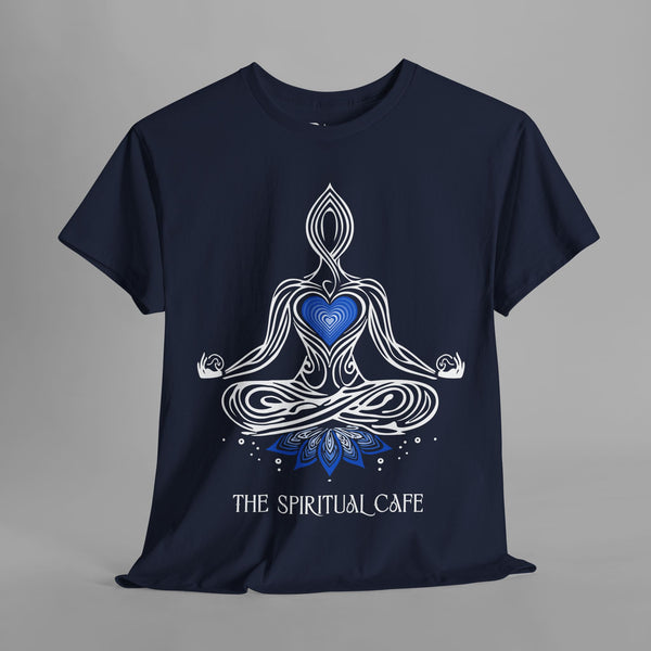 Meditation Silhouette with Blue Heart Chakra and Lotus T-Shirt