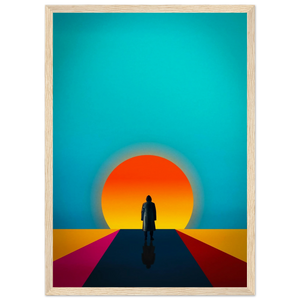 Wooden framed solitary sunset poster