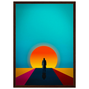 Brown framed solitary sunset poster