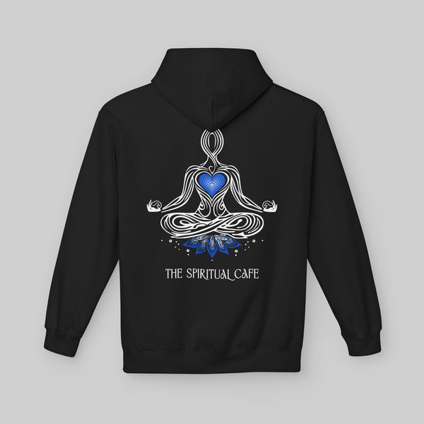 Meditation Silhouette with Blue Heart Chakra and Lotus Hoodie