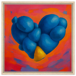 Blue Stone Heart Wall Art - canvas wood frame