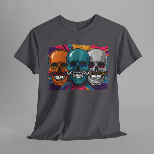 Mustache Skulls Comic Art T-Shirt