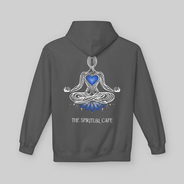 Meditation Silhouette with Blue Heart Chakra and Lotus Hoodie