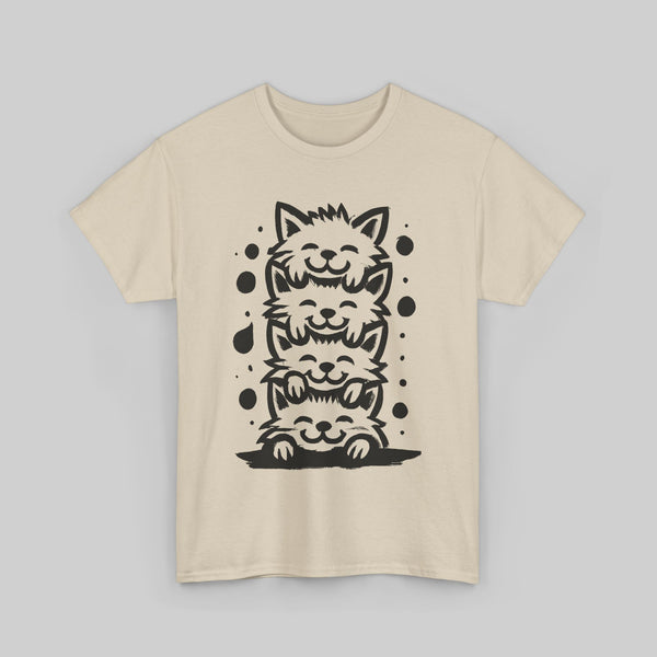 Hand-Drawn Kawaii Cat Tower Tee