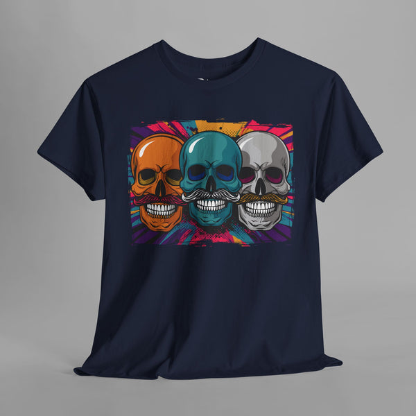 Mustache Skulls Comic Art T-Shirt