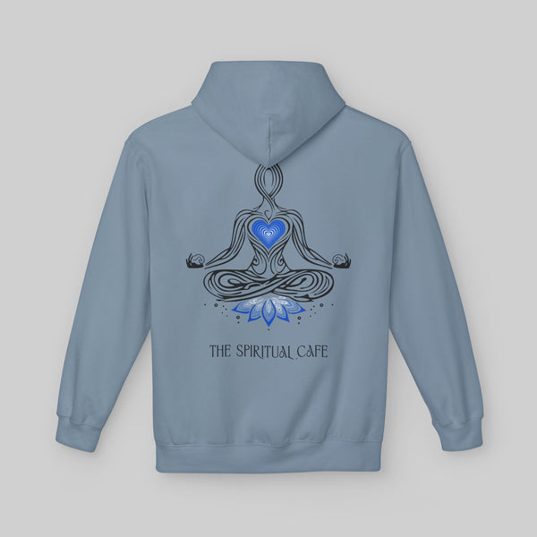 Meditation Silhouette with Blue Heart Chakra and Lotus Hoodie