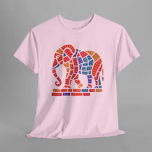 Colorful Mosaic Elephant - Artistic Animal Graphic T-Shirt