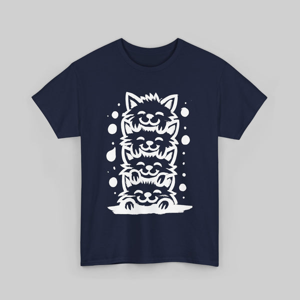 Hand-Drawn Kawaii Cat Tower Tee