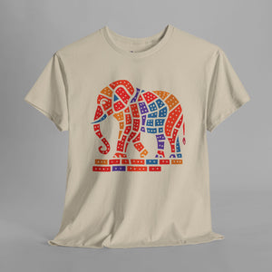 Colorful Mosaic Elephant - Artistic Animal Graphic T-Shirt