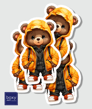 The Cozy Bear - Cute Nursery Wall Art - Sticker