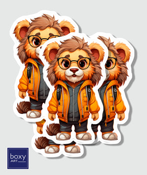The Scholarly Lion - Cute Nursery Wall Art - Sticker