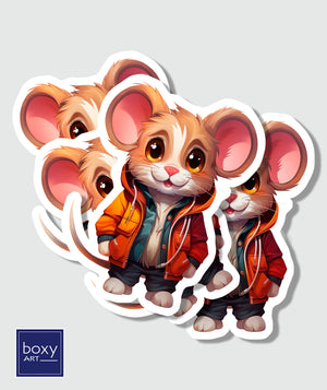 The Stylish Mouse - Whimsical Animal Wall Art - Sticker