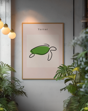 Sea Turtle  - Contemporary Line Art  Wall Art