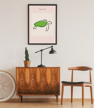 Sea Turtle  - Contemporary Line Art  Wall Art