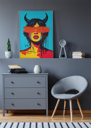 Devil Horns Portrait - Urban Graffiti Wall Art Print
