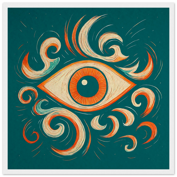 mystical eye white framed poster
