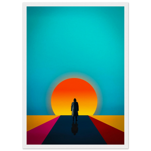 White framed solitary sunset poster